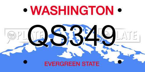 QS349 Washington License Plate