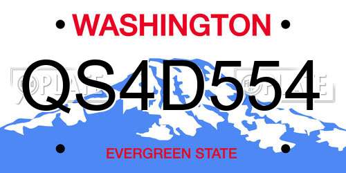 QS4D554 Washington License Plate