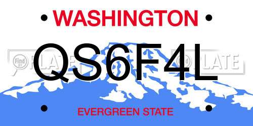 QS6F4L Washington License Plate