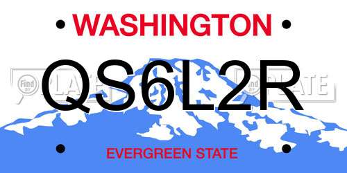 QS6L2R Washington License Plate