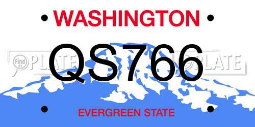 QS766 Washington License Plate
