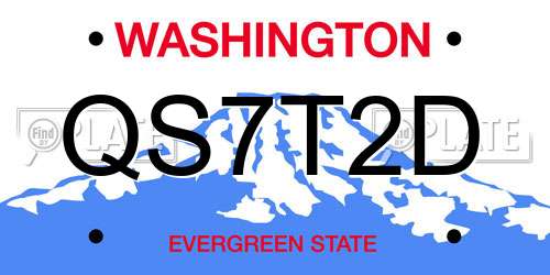 QS7T2D Washington License Plate
