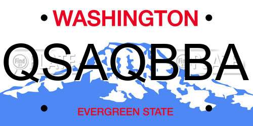 QSAQBBA Washington License Plate