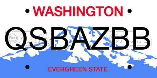 QSBAZBB Washington License Plate