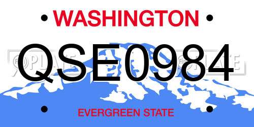 QSE0984 Washington License Plate