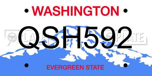 QSH592 Washington License Plate