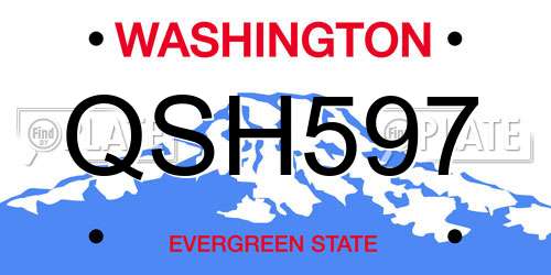 QSH597 Washington License Plate
