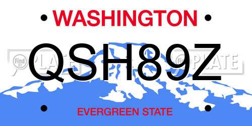QSH89Z Washington License Plate