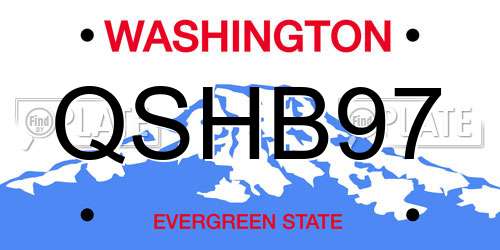 QSHB97 Washington License Plate