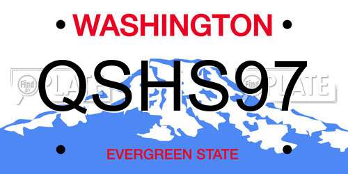 QSHS97 Washington License Plate
