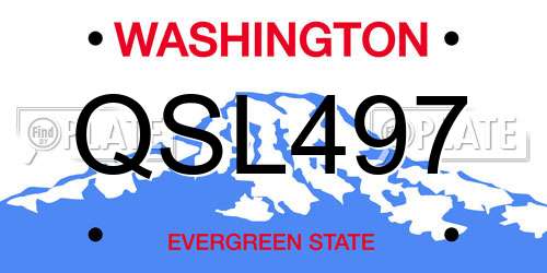 QSL497 Washington License Plate