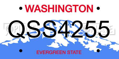 QSS4255 Washington License Plate
