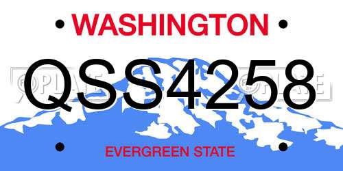 QSS4258 Washington License Plate