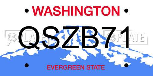 QSZB71 Washington License Plate