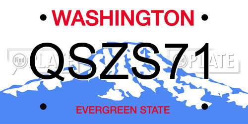 QSZS71 Washington License Plate