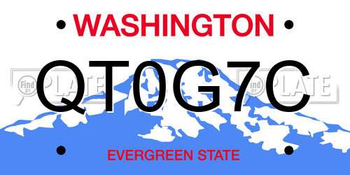 QT0G7C Washington License Plate