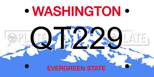 QT229 Washington License Plate