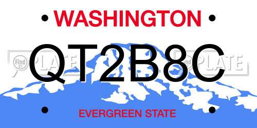 QT2B8C Washington License Plate