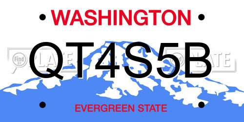 QT4S5B Washington License Plate