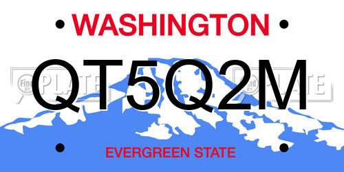QT5Q2M Washington License Plate