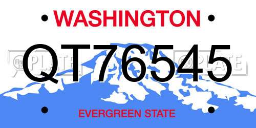 QT76545 Washington License Plate