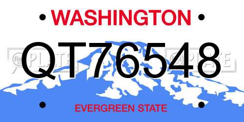 QT76548 Washington License Plate