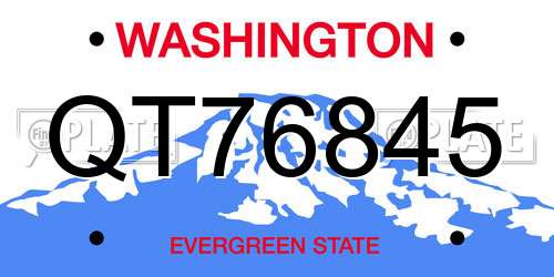 QT76845 Washington License Plate