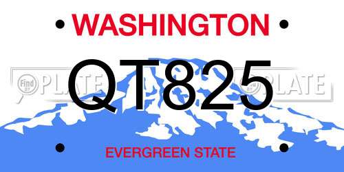 QT825 Washington License Plate