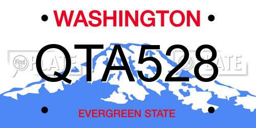QTA528 Washington License Plate