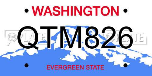 QTM826 Washington License Plate