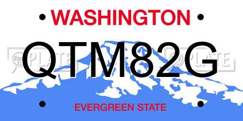 QTM82G Washington License Plate