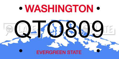 QTO809 Washington License Plate