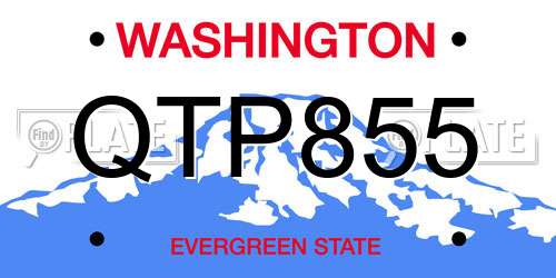 QTP855 Washington License Plate