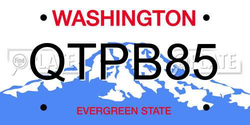 QTPB85 Washington License Plate