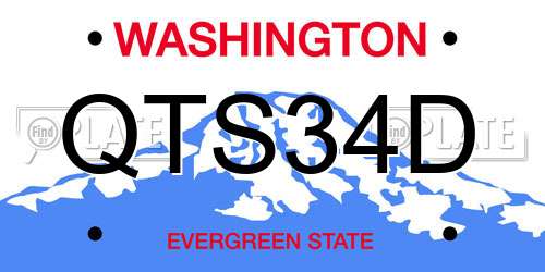 QTS34D Washington License Plate