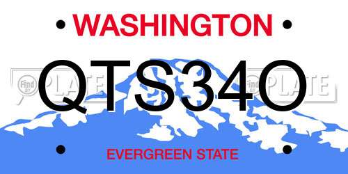 QTS34O Washington License Plate