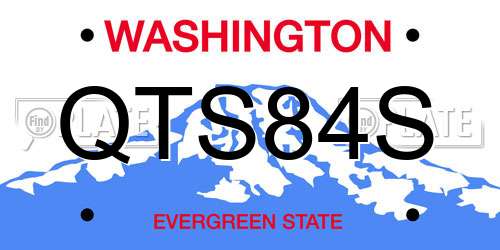 QTS84S Washington License Plate
