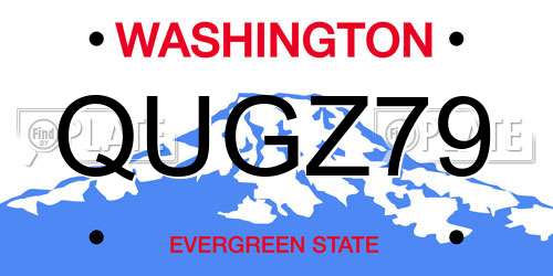 QUGZ79 Washington License Plate