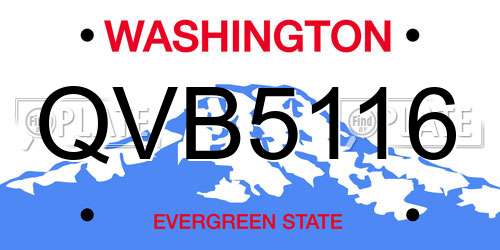 QVB5116 Washington License Plate
