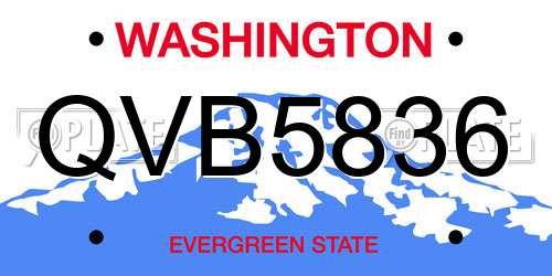 QVB5836 Washington License Plate