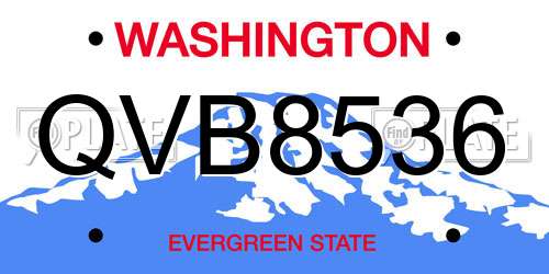 QVB8536 Washington License Plate