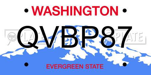 QVBP87 Washington License Plate