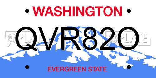 QVR82O Washington License Plate