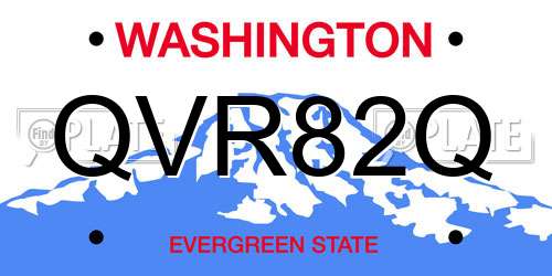QVR82Q Washington License Plate