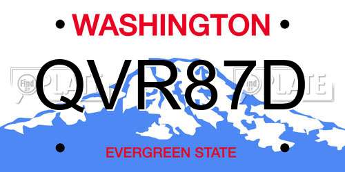 QVR87D Washington License Plate