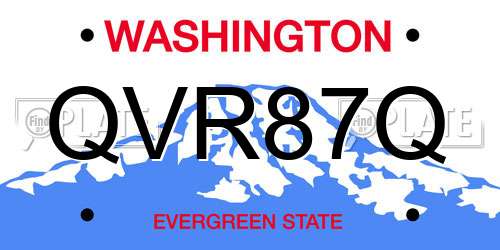QVR87Q Washington License Plate
