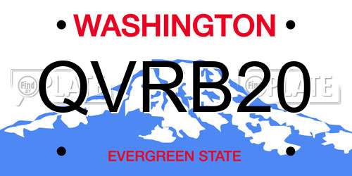 QVRB20 Washington License Plate