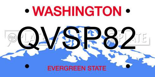 QVSP82 Washington License Plate