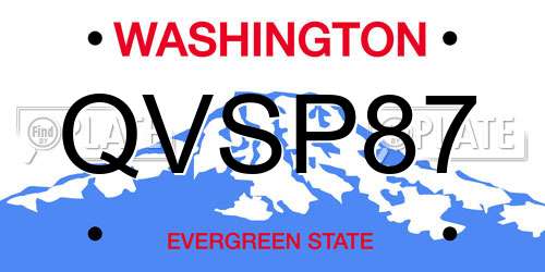 QVSP87 Washington License Plate