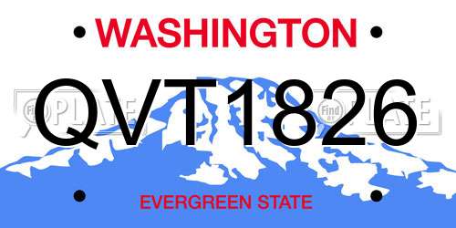 QVT1826 Washington License Plate